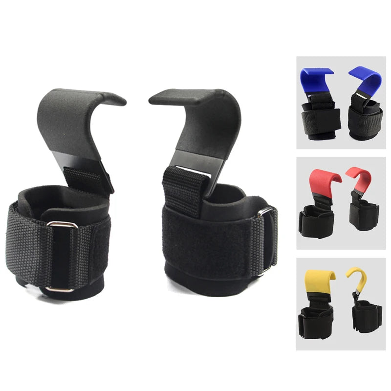 Heavy Duty Pro Metal Weightlifting Steel Hooks,Neoprene Padded Wrist Wraps,Power WeightLifting Hand Grip, Training Set, Sport