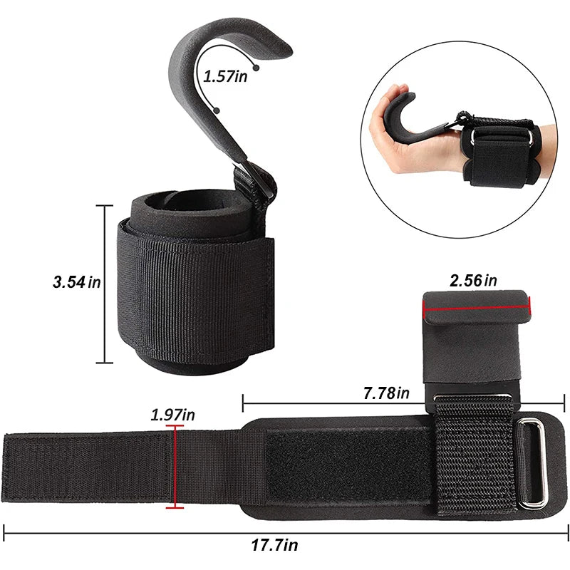 Heavy Duty Pro Metal Weightlifting Steel Hooks,Neoprene Padded Wrist Wraps,Power WeightLifting Hand Grip, Training Set, Sport
