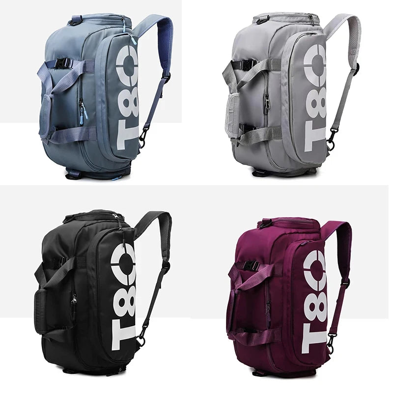 T80 Gym Sports Backpack for Women Man Hand Bag Fitness Travel Outdoor Yoga Shoe Shoulder Duffle Crossbody Portable Training Bag