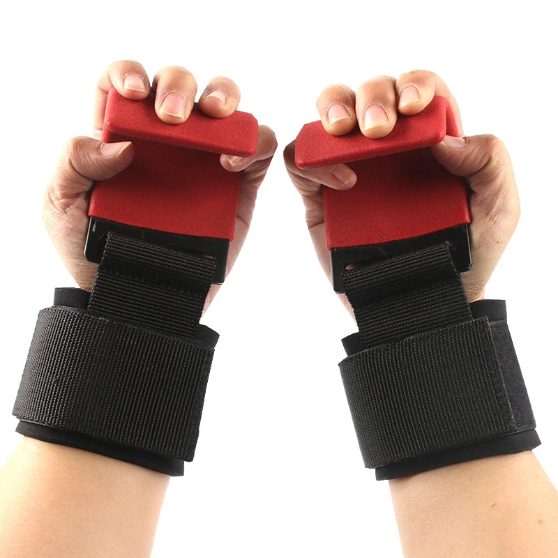 Heavy Duty Pro Metal Weightlifting Steel Hooks,Neoprene Padded Wrist Wraps,Power WeightLifting Hand Grip, Training Set, Sport