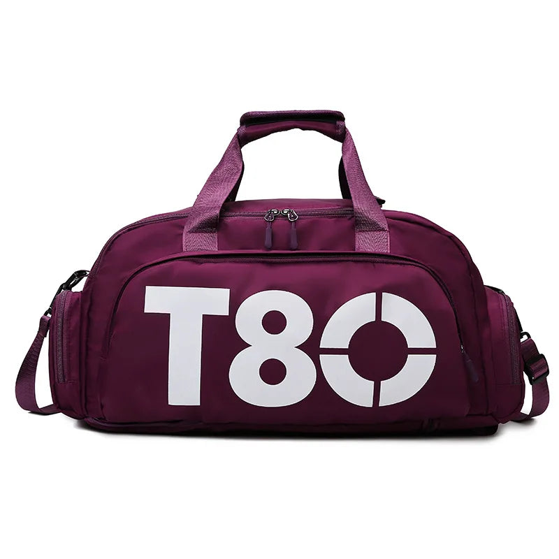 T80 Gym Sports Backpack for Women Man Hand Bag Fitness Travel Outdoor Yoga Shoe Shoulder Duffle Crossbody Portable Training Bag