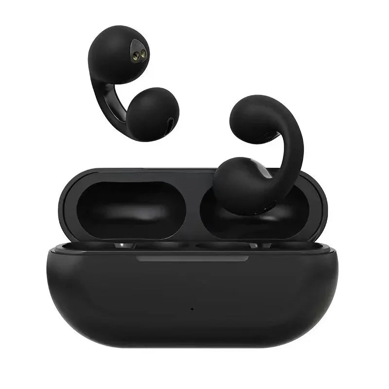 Wireless Bone Conduction Bluetooth Headphones with Charging Case, Clip on, Sports Headphones