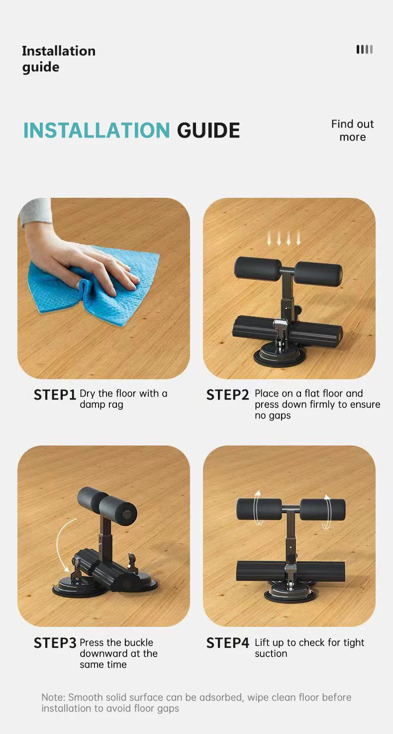 Sit-Ups for Floor Exercise Equipment with Suction Cup Finess Exercising Abdominal Muscles Lazy Sucker Abdominal Roll Sit-Up Aids