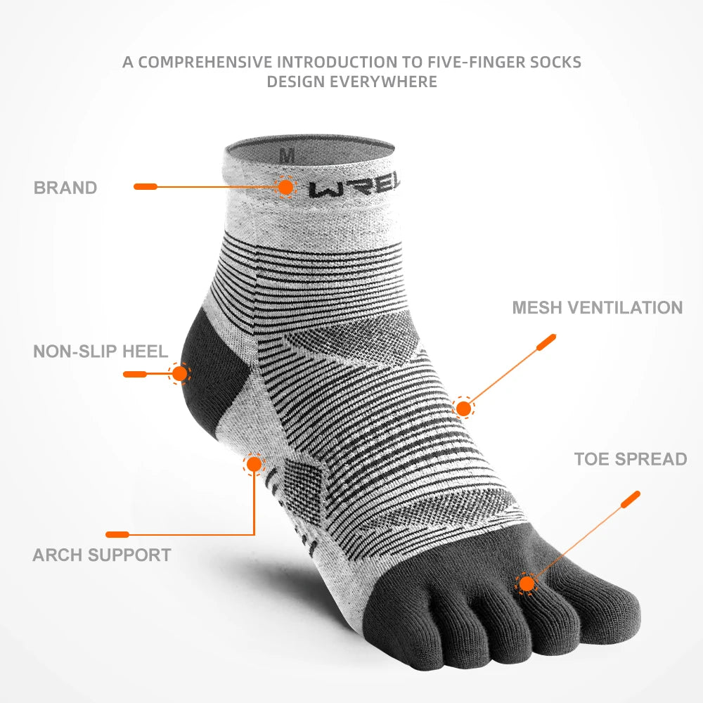 WRELS Coolmax Sports Socks Comfy Elastic Shock-proof Breathable Run Knitted Socks High Performance Athletic Five Toe Socks