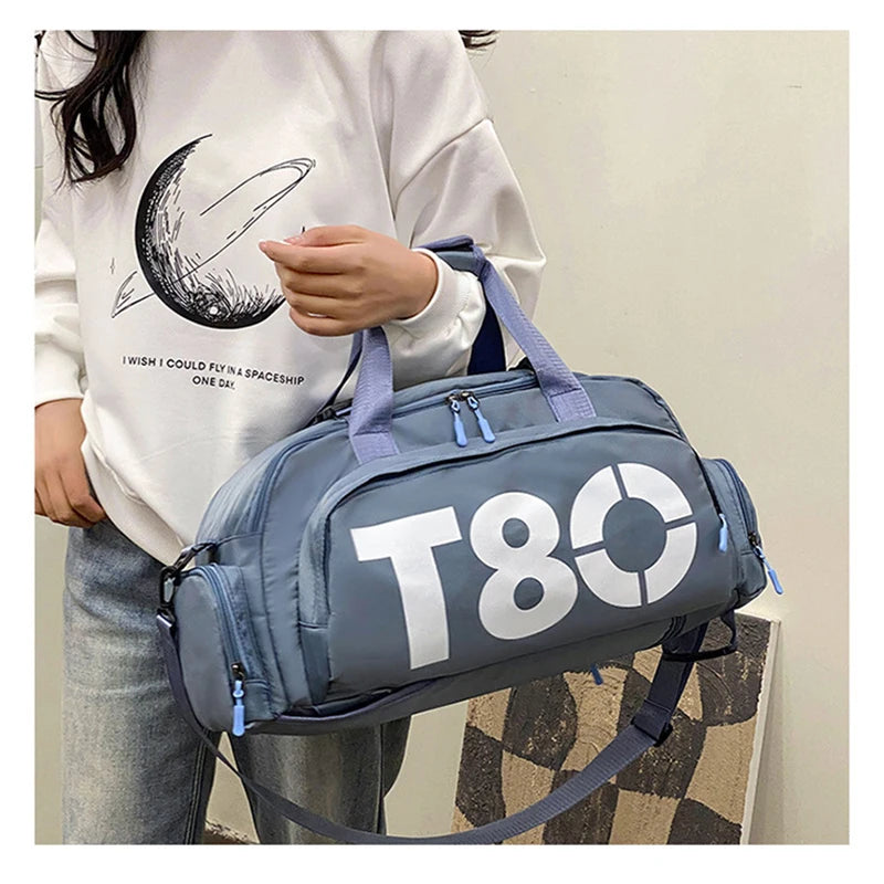 T80 Gym Sports Backpack for Women Man Hand Bag Fitness Travel Outdoor Yoga Shoe Shoulder Duffle Crossbody Portable Training Bag