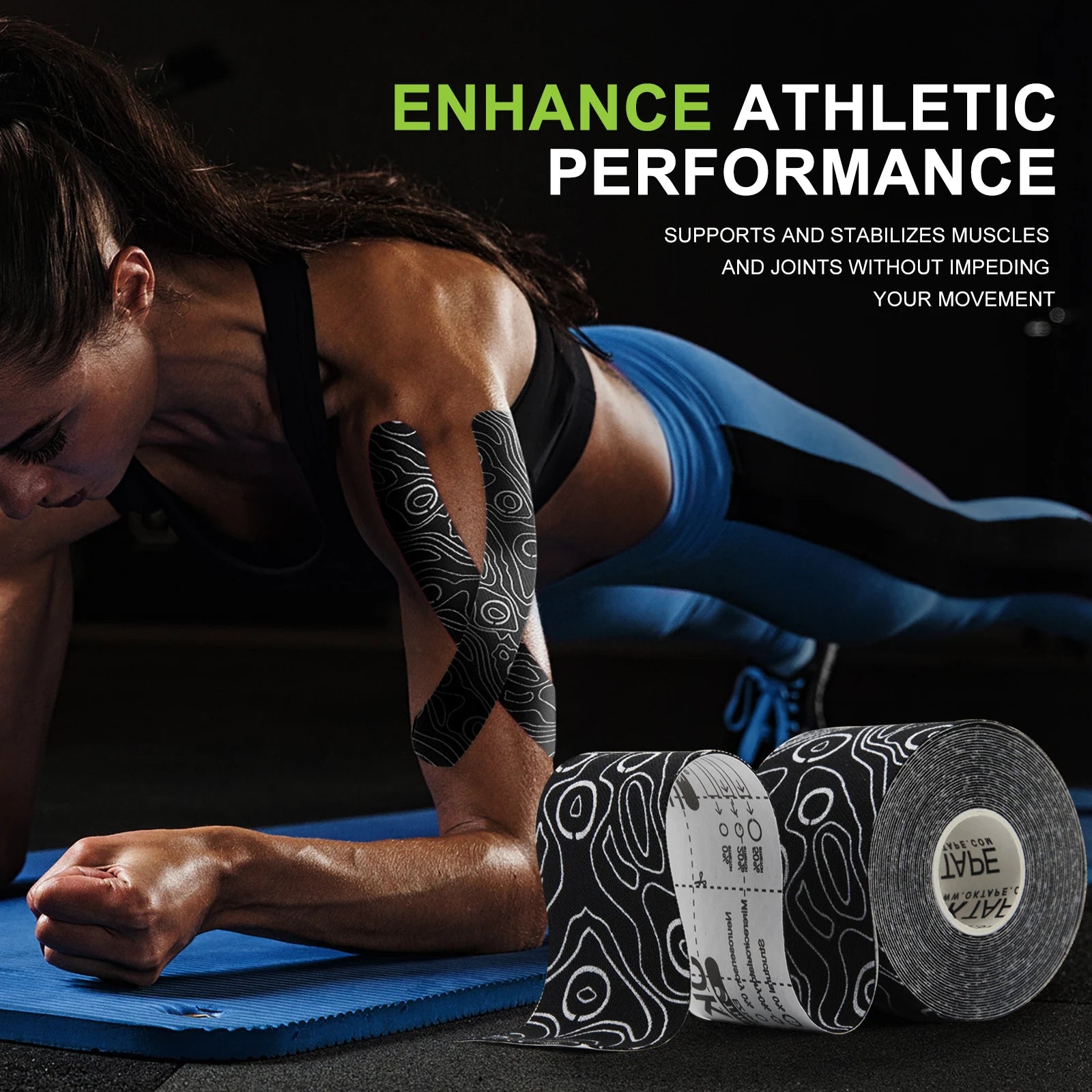 OK TAPE PRO Kinesiology Tape, Free Cut Breathable Waterproof Elastic Athletic Bandage Latex Free Fitness Gym Pain Relief 5CMx5M