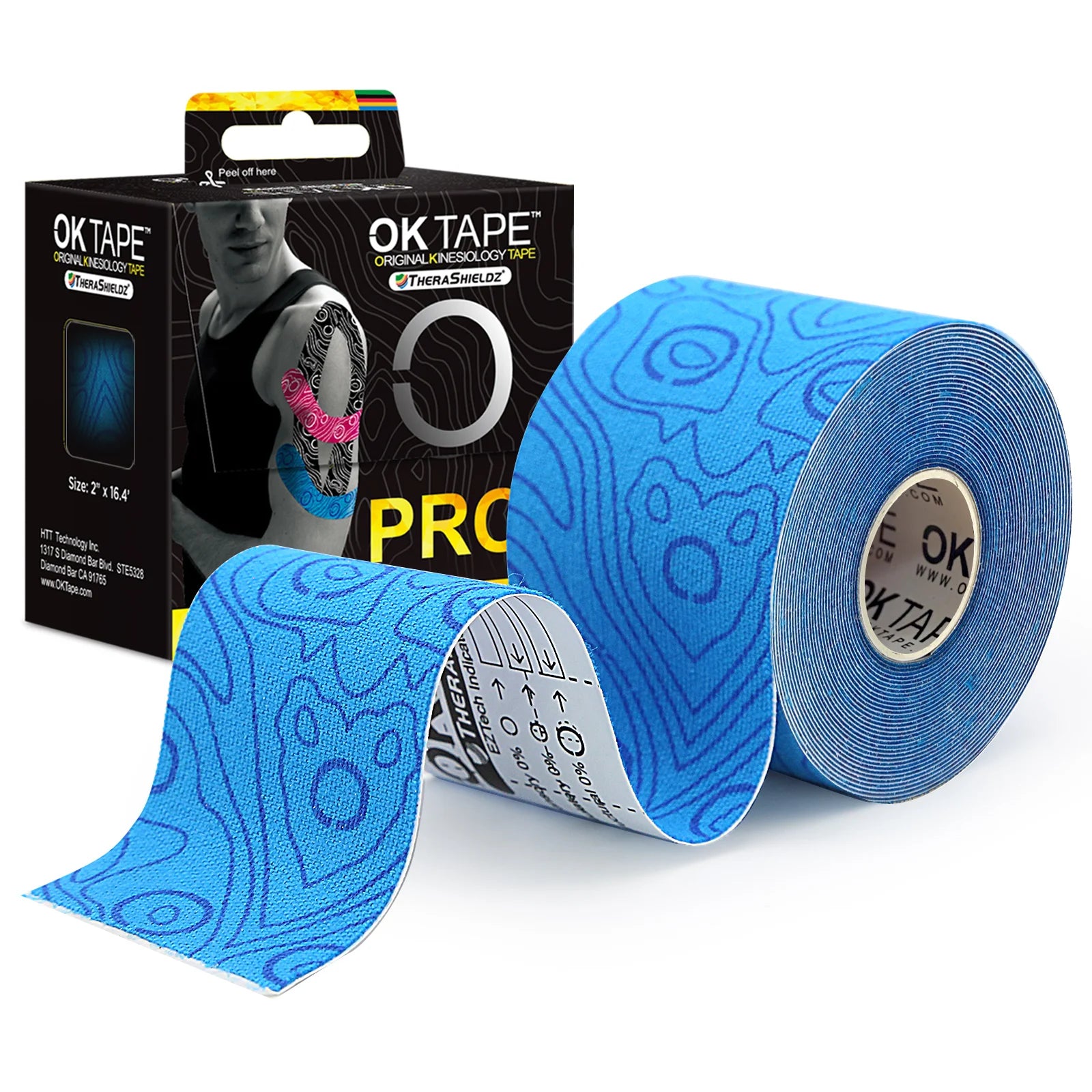 OK TAPE PRO Kinesiology Tape, Free Cut Breathable Waterproof Elastic Athletic Bandage Latex Free Fitness Gym Pain Relief 5CMx5M