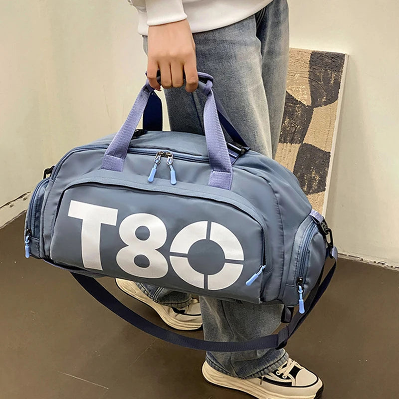 T80 Gym Sports Backpack for Women Man Hand Bag Fitness Travel Outdoor Yoga Shoe Shoulder Duffle Crossbody Portable Training Bag
